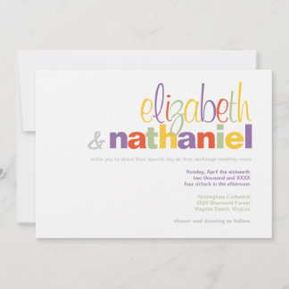 Colores: Invitación a la boda tipográfica moderna
