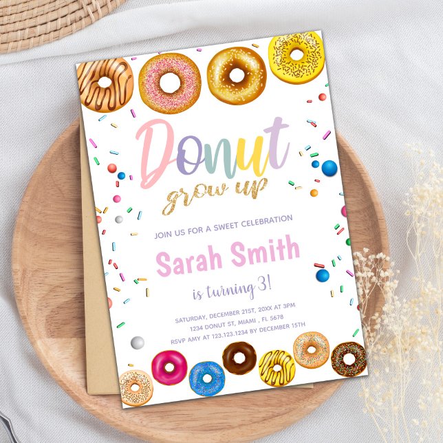 Colores Invitaciones al cumpleaños (Colors Donut Birthday Invitations)