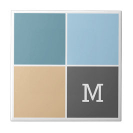 Colores náuticos personalizado monograma azulejos