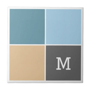 Colores náuticos personalizado monograma azulejos