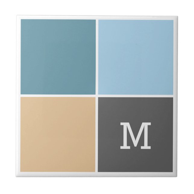 Colores náuticos personalizado monograma azulejos  (Frente)