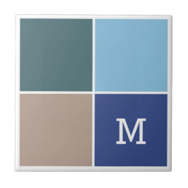 Colores náuticos personalizado monograma azulejos