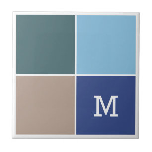 Colores náuticos personalizado monograma azulejos