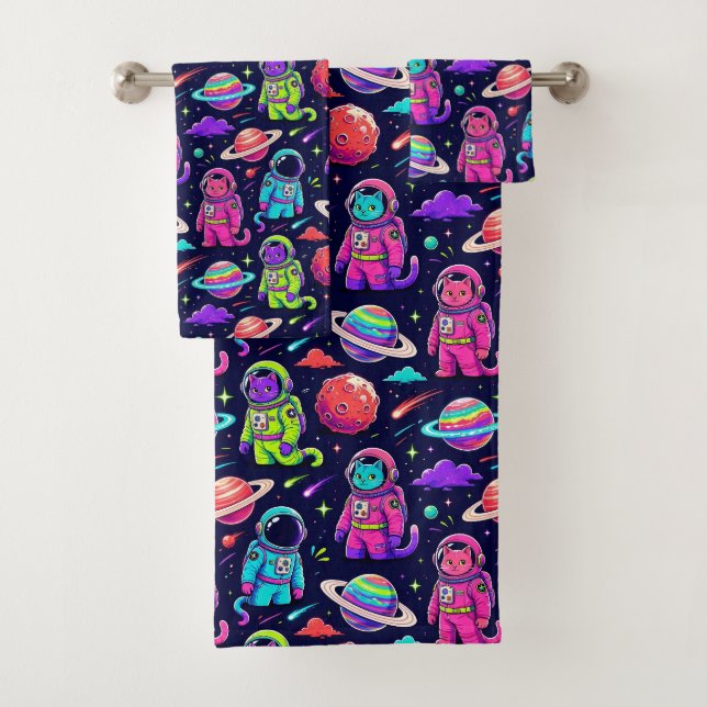 Colores Neón Gatos Astronautas Planetas Espacio Ex (In situ)