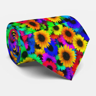 Colores neones girasoles imprimen corbata