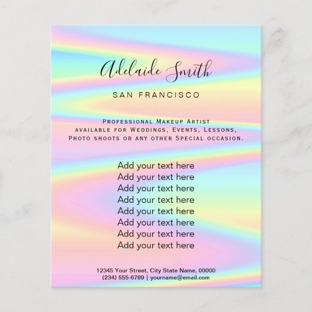 colores pastel Holograma de FAUX Flyer (Frente)