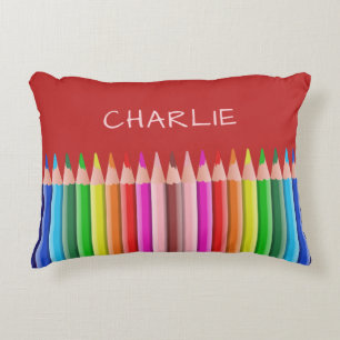 Colores Pencillos nombre personalizado almohada de