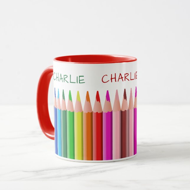 Colores Pencils nombre personalizado de los tazas  (Anverso izquierdo)