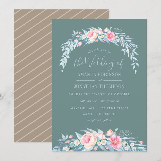 Colores PEQUEÑOS Primavera Boda invitación floral (Anverso / Reverso)