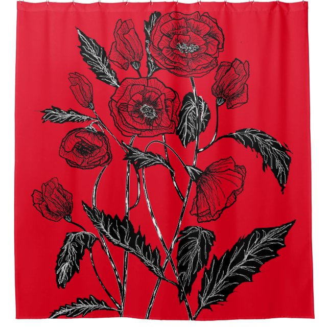 Colores personalizados Cortina de ducha amapola -  (Anverso)