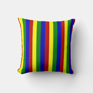 Colores primarios Cojín decorativo de franjas delg