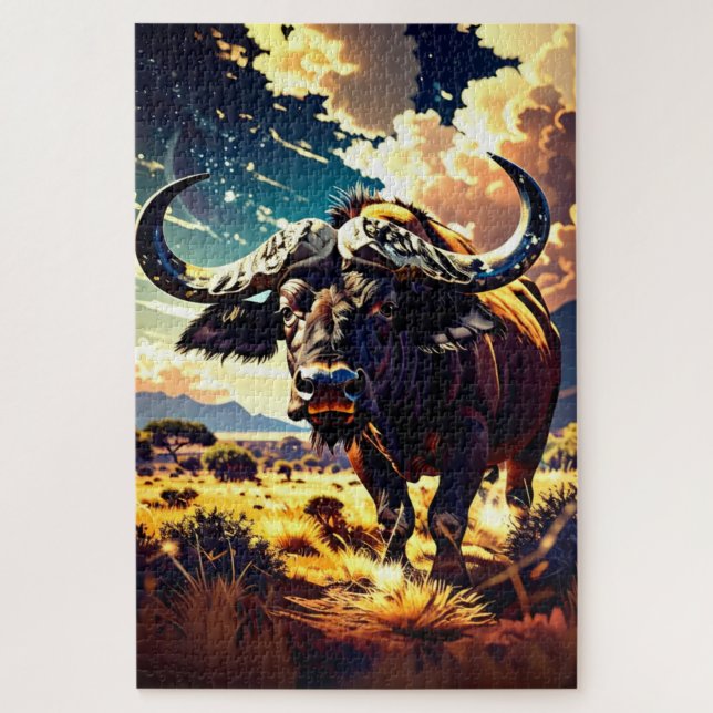 Colorful Abstract Buffalo Puzzle for Adults (Vertical)