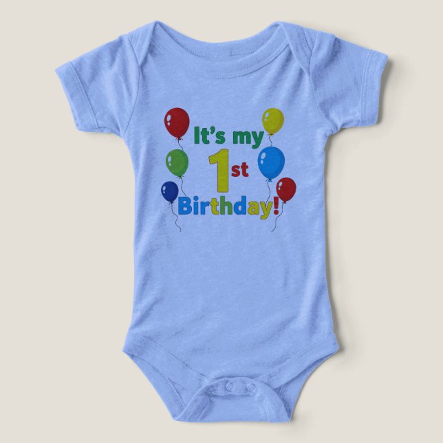 Colorful Balloons "It's My 1st Birthday" Bodysuit (Diseño delantero )