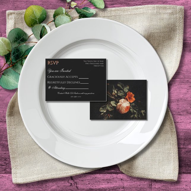 Colorful Boho Chic Black Floral RSVP (Subido por el creador)