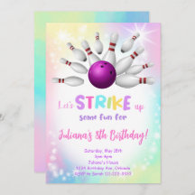 Colorful Bowling Birthday Invitación