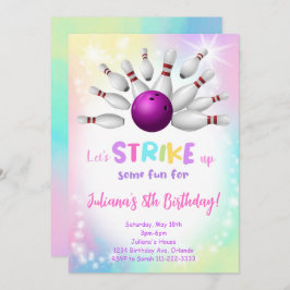 Colorful Bowling Birthday Invitación