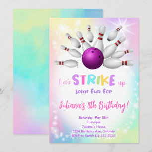 Colorful Bowling Birthday Invitación