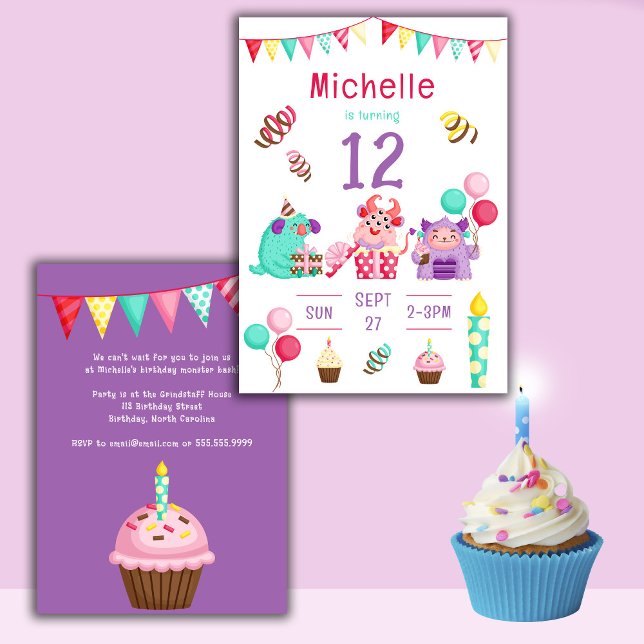 Colorful Cute Monster Invitación al cumpleaños (Subido por el creador)