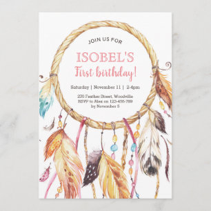 Colorful Dream Catcher Birthday Invitación