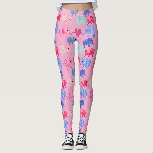 Colorful Elephants Pink Leggings (Anverso)