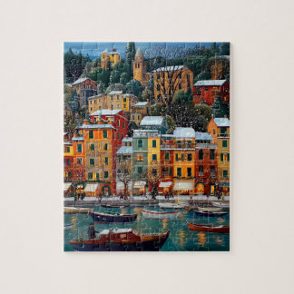 Colorful European Village Puzzle – Winter holiday