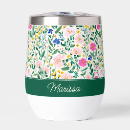 Colorful Floral Monogram Thermal Tumbler
