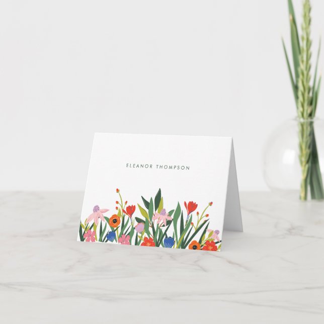 Colorful Floral Personalized Stationery Folded (Anverso)