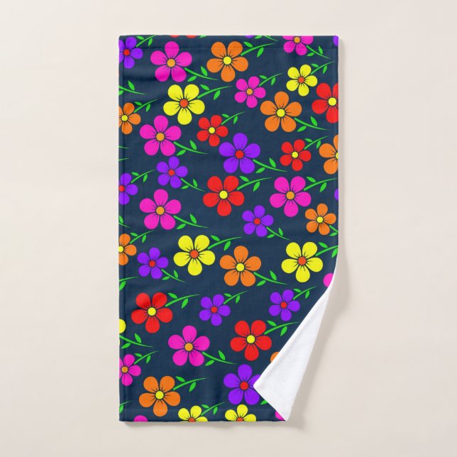 Colorful Flowers Floral Pattern (Toalla de mano)