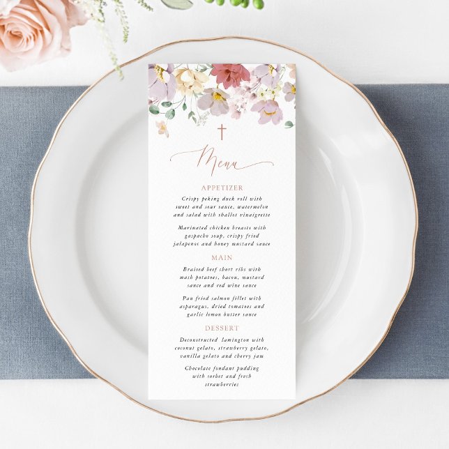 Colorful Flowers, Wildflowers, Boho, Baptism Menu (Subido por el creador)
