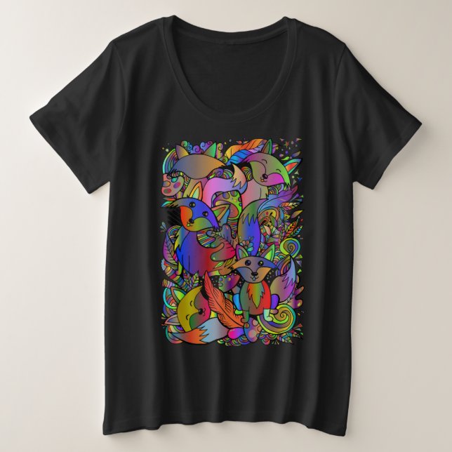 Colorful Fun Foxes Doodle a las mujeres (Anverso del diseño)