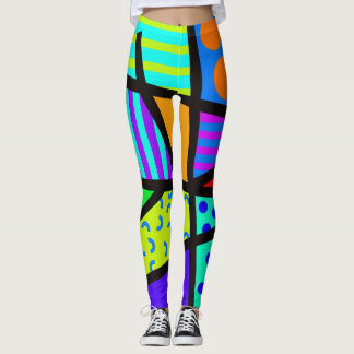 Colorful Geometric 80s Memphis Design Leggings