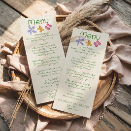 Colorful Hand Drawn Floral Spring Wedding Menu