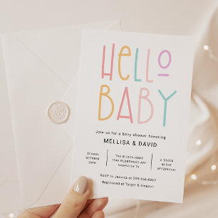 Colorful Hello Invitación de Baby Shower