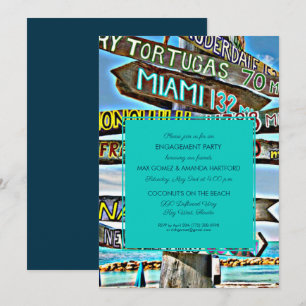 Colorful Key West Engagement Party Invitación