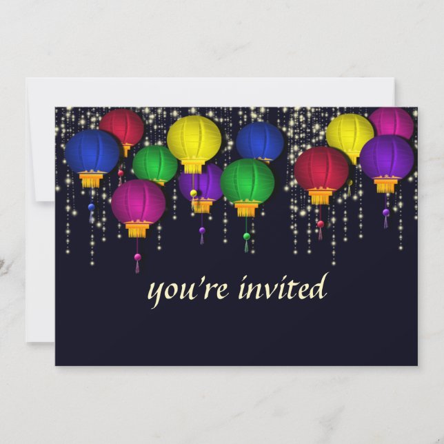 Colorful Lantern Party Invitación (Anverso)