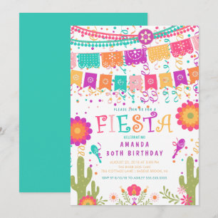 Colorful Let's Fiesta Cumpleaños Invitación