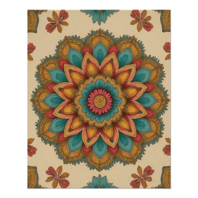 Colorful Mandala Floral Boho Poster (Anverso)