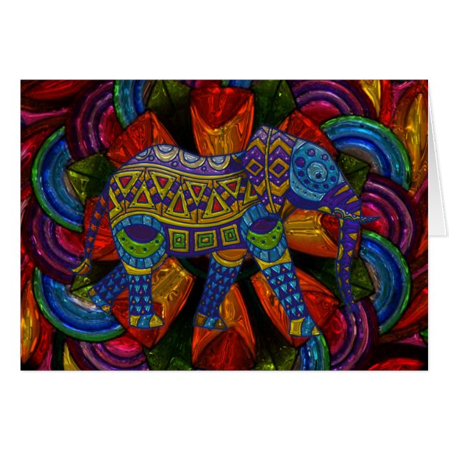 Colorful Ornate Elephant and Mandala (Anverso (Horizontal))