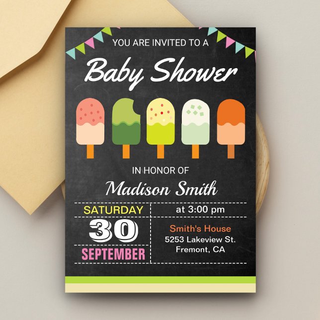 Colorful Popsicle Baby Shower Invitación (Subido por el creador)