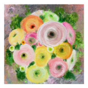 Colorful Ranunculus Bouquet Poster