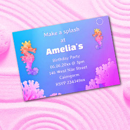 Colorful Seahorse Party Invitación