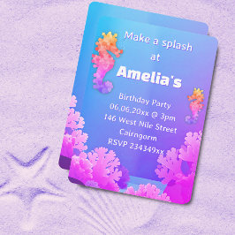 Colorful Seahorse Party Invitación