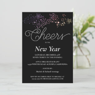 Colorful Shooting Stars Invitación de Año Nuevo