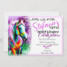 Colorful Spirit Pony Invitación al cumpleaños