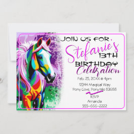 Colorful Spirit Pony Invitación al cumpleaños