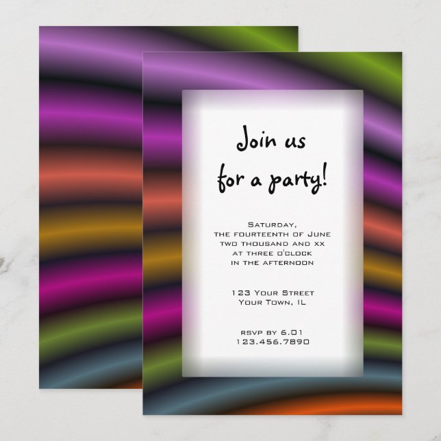Colorful Stripes All Purpose Party Invitación (Anverso / Reverso)