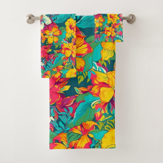 Colorful Tropical Flowers Pattern (In situ)