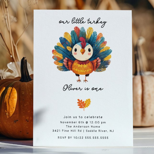 Colorful Turkey Birthday Invitación (Subido por el creador)
