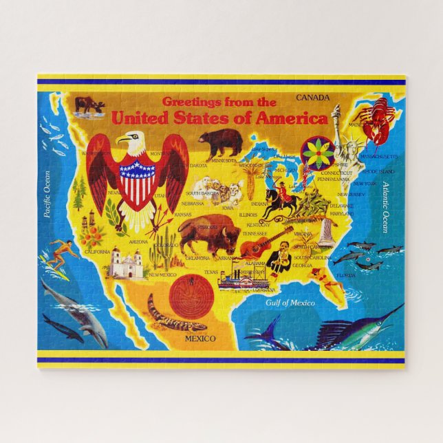 Colorful USA Map 16x20 Jigsaw Puzzle (Horizontal)