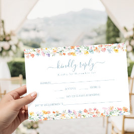 Colorful Wildflower Spring Wedding RSVP card